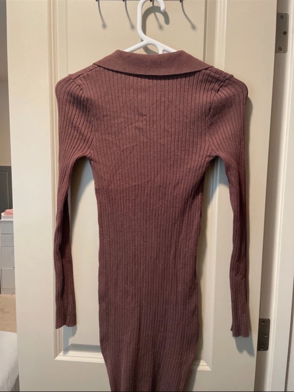 Active USA Ribbed Long-Sleeve Collared Knit Dress - Picture 2 of 3
